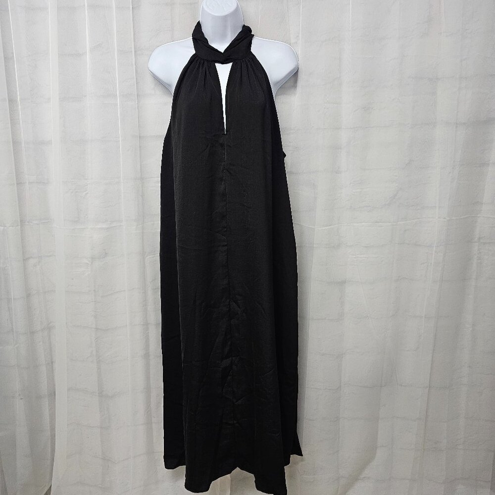Banana Republic Dress Black Shift Midi Whimsigoth Minimalist Choker L NWT - Picture 11 of 11